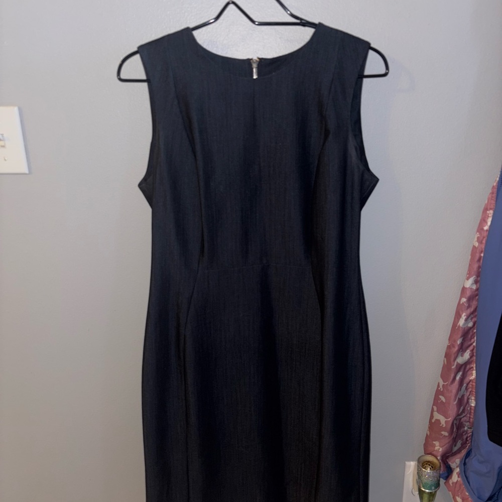 Calvin Klein Classic Gray Cloth Midi Dress